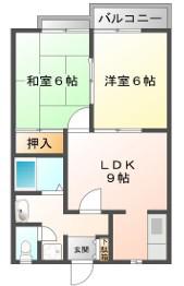 メゾン・ドールやかた(2LDK/2階)の間取り写真