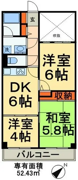 ライオンズヒルズ松戸 3階階 間取り