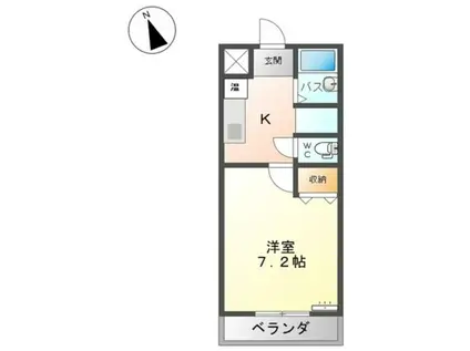 クレッセント(1K/1階)の間取り写真