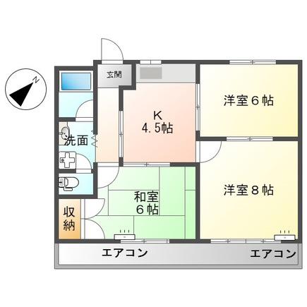 サンパレス尾崎(3K/2階)の間取り写真