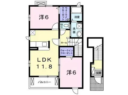 プリート(2LDK/2階)の間取り写真