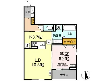 CLASSEUM仙台小田原 IV(1LDK/1階)の間取り写真