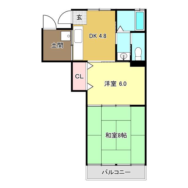 グリーンハイツ(2DK/4階)の間取り写真