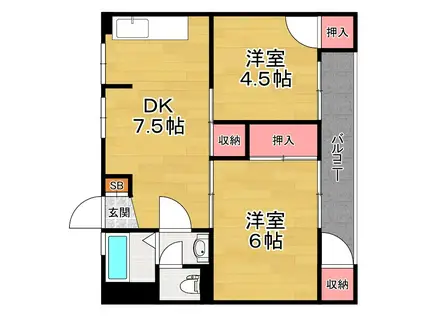 塚本マンション(2DK/3階)の間取り写真
