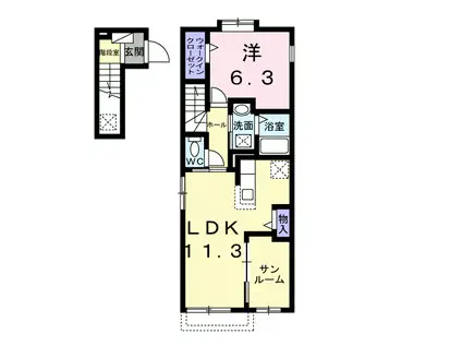グリーンハイツ加茂I(1LDK/2階)の間取り写真