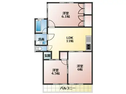 レックス真鍋(3LDK/2階)の間取り写真
