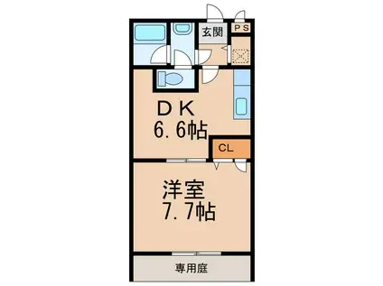 フジパレス三葛(1DK/1階)の間取り写真