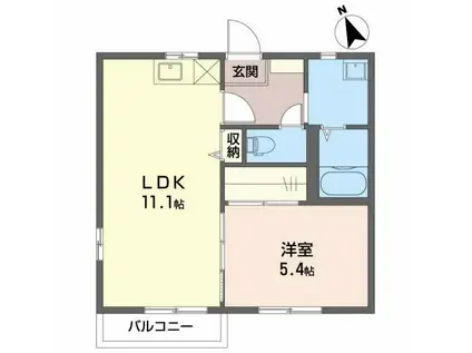 ハイツサンシャイン B(1LDK/2階)の間取り写真