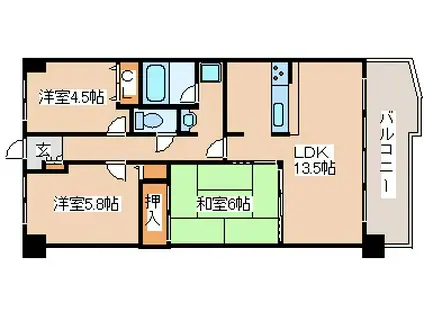 WELFARE AKASHI(3LDK/4階)の間取り写真