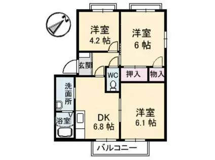 アークガーデン平生(3DK/2階)の間取り写真