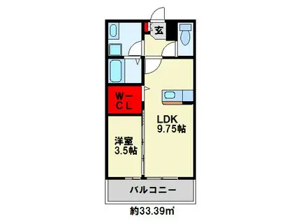 ミモザコート(1LDK/2階)の間取り写真