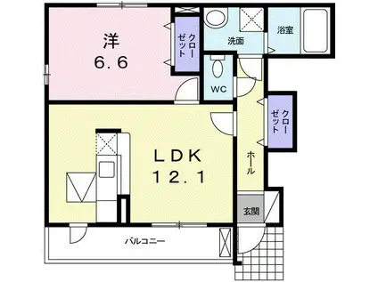 ベル アンジュ(1LDK/1階)の間取り写真