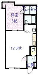 ダイヤハイツ7-西4 A棟(1LDK/1階)の間取り写真