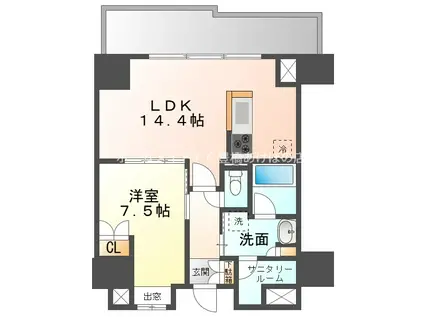ザ・ハウス豊橋ウエスト(1SLDK/13階)の間取り写真