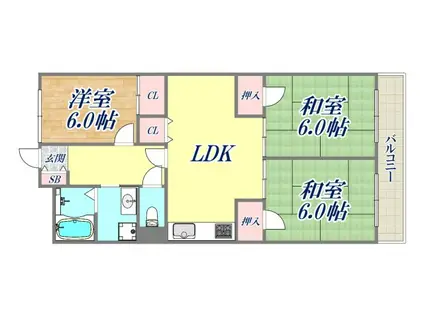 パークサイド武庫川(3LDK/2階)の間取り写真