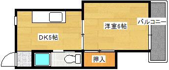渡部ビル(1DK/2階)の間取り写真