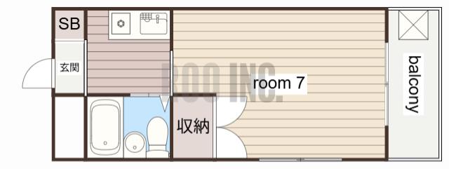 ロッキーコート広畑(ワンルーム/6階)の間取り写真