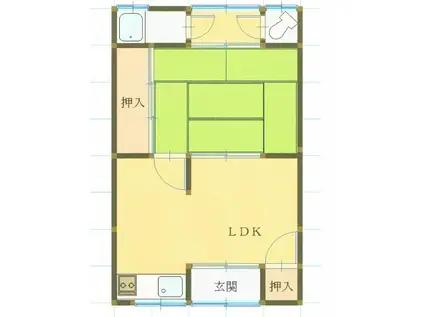 松江東アパート(1LDK/1階)の間取り写真