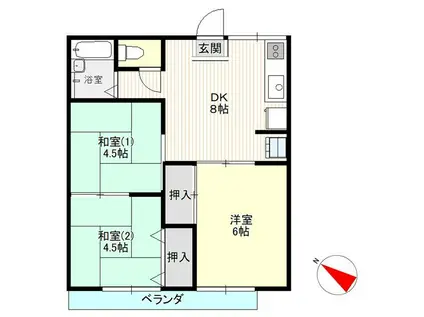 学園サンハイツ(3DK/2階)の間取り写真