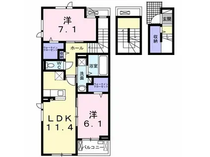 メゾンマーガレット(2LDK/3階)の間取り写真