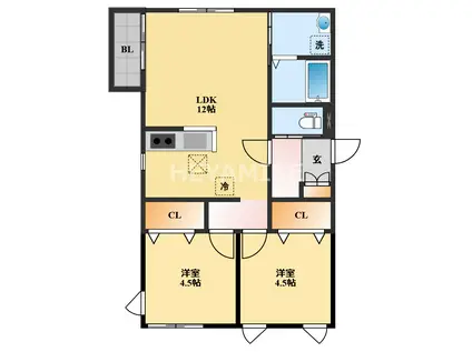 グレイス高来(2LDK/1階)の間取り写真