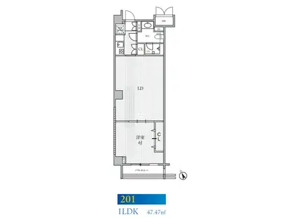 六本木デュープレックスエムズ(ワンルーム/2階)の間取り写真