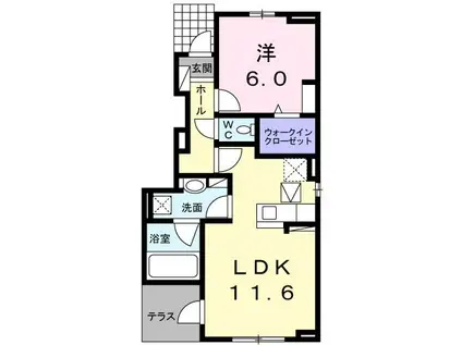 セピアコートI(1LDK/1階)の間取り写真