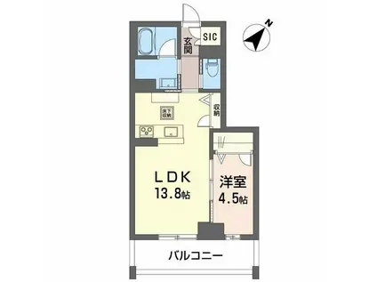 CLASSEUM連坊II(1LDK/1階)の間取り写真