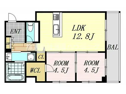 STAY ESAKA(2LDK/2階)の間取り写真