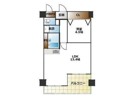 カルマーレ難波ウエスト(1LDK/3階)の間取り写真