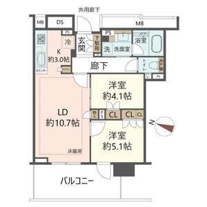 BRILLIATOWER箕面船場TOP OF THE HILL(2LDK/11階)の間取り写真