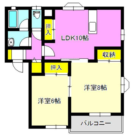 サンハイムアルカディアAB(2LDK/1階)の間取り写真