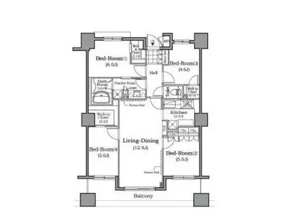 ザ・レジデンス本牧 横浜ベイサイド(4LDK/7階)の間取り写真