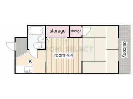 玄武堂ビル(1DK/2階)の間取り写真