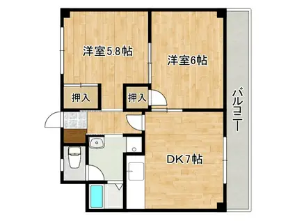 FORウエスト千同(2DK/3階)の間取り写真