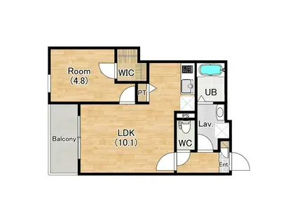 ジーメゾン姫島アウラ(1LDK/1階)の間取り写真