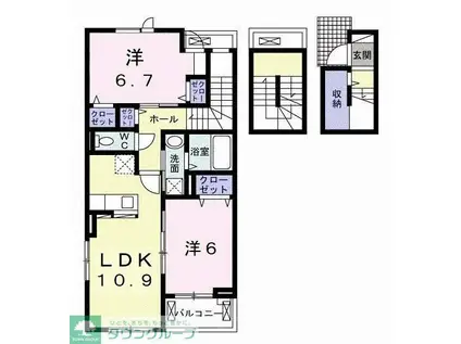 イーストフィールドII(2LDK/3階)の間取り写真