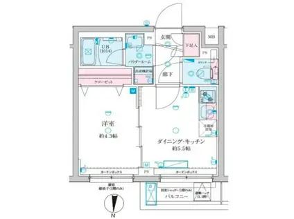 ジェノヴィア京成立石V(1DK/2階)の間取り写真