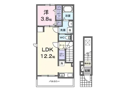 ラ フェリーチェ 篠ノ井(1LDK/2階)の間取り写真