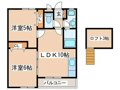 FRIENDSI(2LDK/2階)の間取り写真