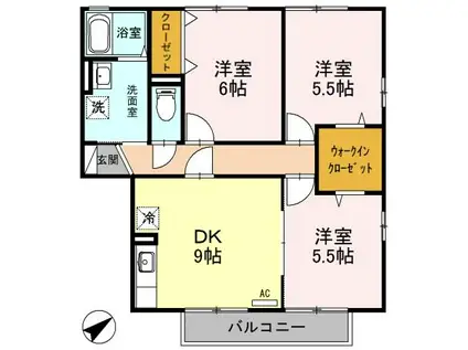 メゾンドブランシェ(3DK/2階)の間取り写真