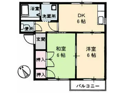 コーポアルジヤ(2DK/2階)の間取り写真