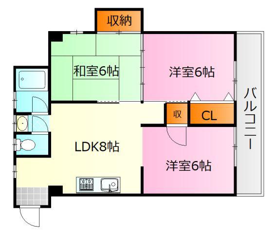 石光ビル(3DK/5階)の間取り写真