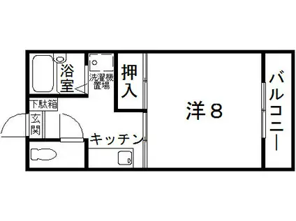 リディア城山(1K/2階)の間取り写真