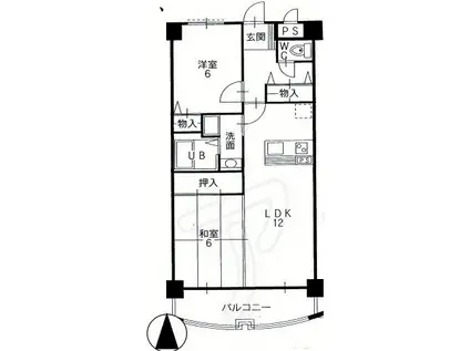 シェリール甲東園(2LDK/3階)の間取り写真