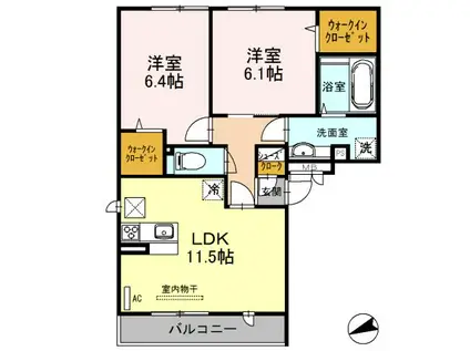 ステラ平野屋(2LDK/1階)の間取り写真