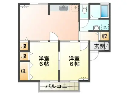サンタウン寺井A棟(2LDK/2階)の間取り写真