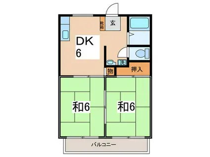 メゾン・ド・コウ(2DK/2階)の間取り写真