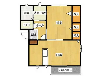 ユーガイアI(1LDK/1階)の間取り写真