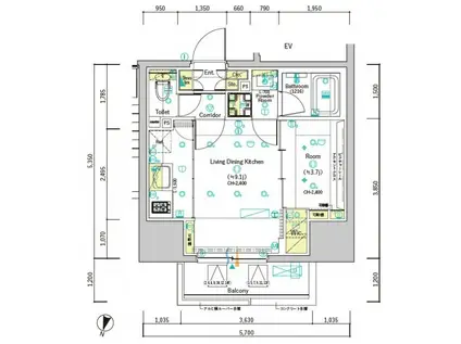 SYFORME OMIYA(1LDK/10階)の間取り写真